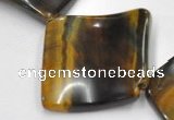 CTE38 15.5 inches 30*30mm twisted square blue tiger eye beads wholesale