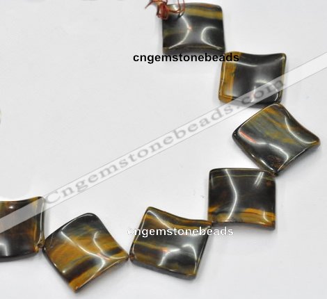 CTE38 15.5 inches 30*30mm twisted square blue tiger eye beads wholesale