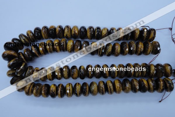 CTE405 15.5 inches 10*18mm faceted rondelle yellow tiger eye beads