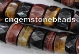 CTE408 15.5 inches 7*12mm faceted tyre red & yellow tiger eye beads