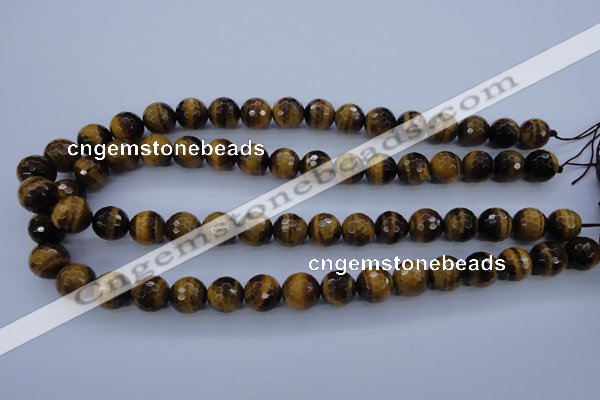 CTE424 15.5 inches 12mm faceted round yellow tiger eye beads