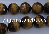 CTE425 15.5 inches 14mm faceted round yellow tiger eye beads