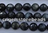 CTE443 15.5 inches 10mm faceted round blue tiger eye beads