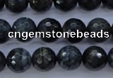 CTE444 15.5 inches 12mm faceted round blue tiger eye beads