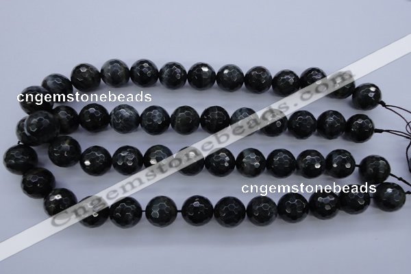 CTE446 15.5 inches 16mm faceted round blue tiger eye beads