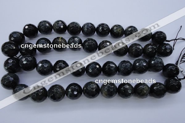 CTE447 15.5 inches 18mm faceted round blue tiger eye beads