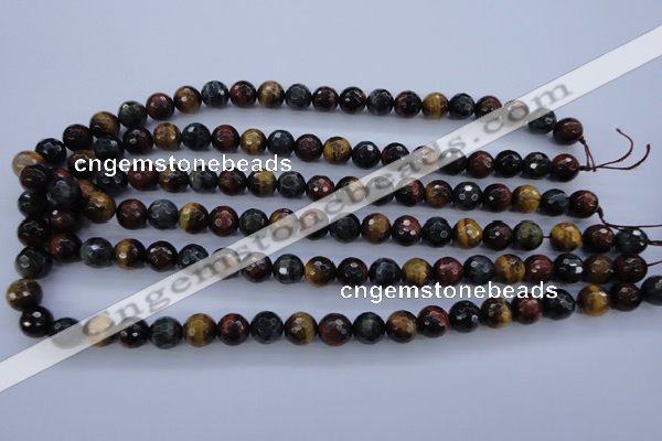 CTE454 15.5 inches 10mm faceted round mixed tiger eye beads