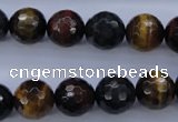 CTE455 15.5 inches 12mm faceted round mixed tiger eye beads