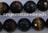 CTE457 15.5 inches 16mm faceted round mixed tiger eye beads