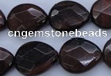 CTE465 15.5 inches 17*20mm faceted flat teardrop red tiger eye beads
