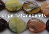 CTE468 15.5 inches 18*20mm faceted flat teardrop mixed tiger eye beads