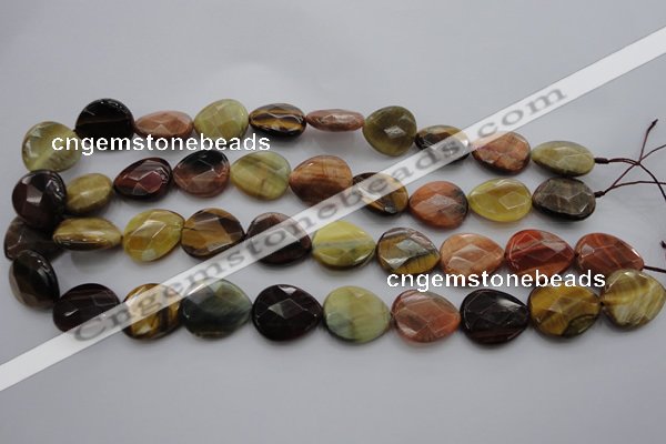 CTE468 15.5 inches 18*20mm faceted flat teardrop mixed tiger eye beads