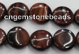 CTE53 15.5 inches 15mm flat round red tiger eye gemstone beads