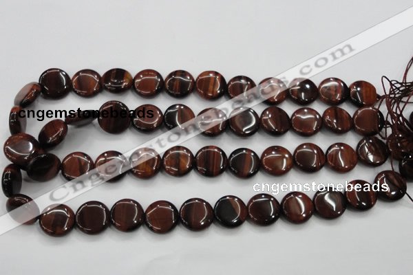 CTE53 15.5 inches 15mm flat round red tiger eye gemstone beads