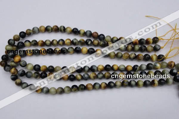 CTE552 15.5 inches 8mm round golden & blue tiger eye beads