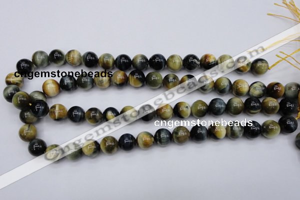 CTE554 15.5 inches 12mm round golden & blue tiger eye beads