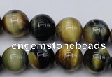 CTE555 15.5 inches 14mm round golden & blue tiger eye beads