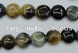 CTE560 15.5 inches 10mm flat round golden & blue tiger eye beads