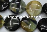 CTE564 15.5 inches 18mm flat round golden & blue tiger eye beads