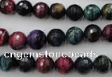 CTE581 15.5 inches 6mm faceted round colorful tiger eye beads