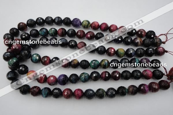 CTE581 15.5 inches 6mm faceted round colorful tiger eye beads