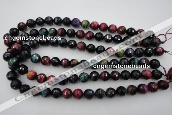 CTE582 15.5 inches 8mm faceted round colorful tiger eye beads