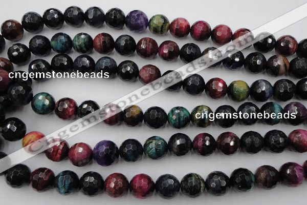 CTE586 15.5 inches 16mm faceted round colorful tiger eye beads