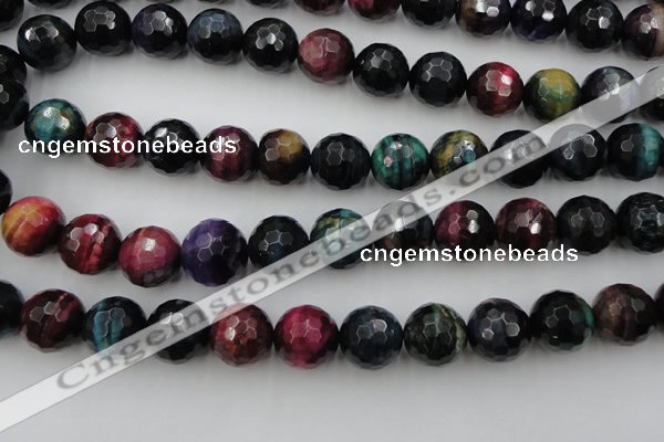 CTE587 15.5 inches 18mm faceted round colorful tiger eye beads