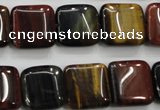 CTE63 15.5 inches 15*15mm square mixed tiger eye gemstone beads