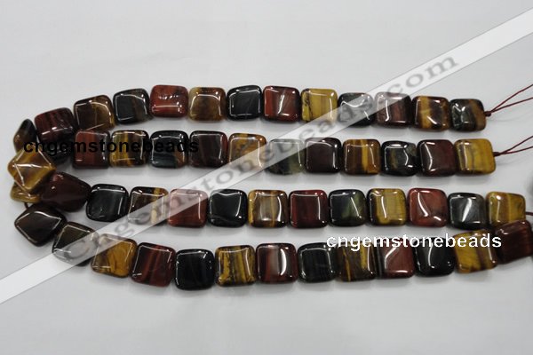 CTE63 15.5 inches 15*15mm square mixed tiger eye gemstone beads