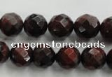 CTE704 15.5 inches 12mm faceted round red tiger eye beads