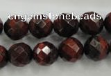 CTE705 15.5 inches 14mm faceted round red tiger eye beads