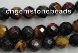 CTE713 15.5 inches 10mm faceted round mixed color tiger eye beads