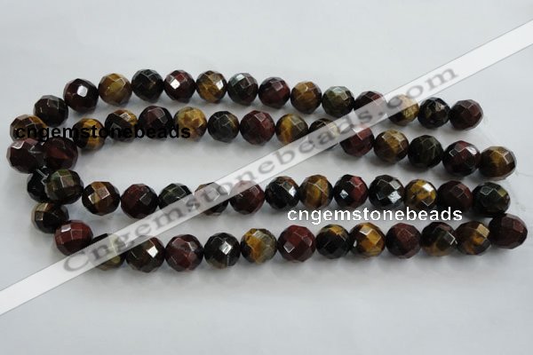 CTE714 15.5 inches 12mm faceted round mixed color tiger eye beads