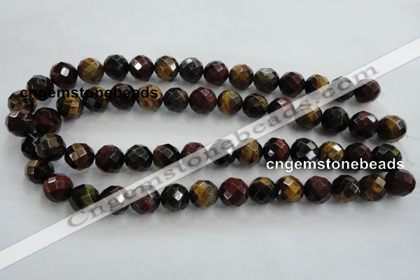 CTE715 15.5 inches 14mm faceted round mixed color tiger eye beads