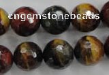 CTE716 15.5 inches 16mm faceted round mixed color tiger eye beads