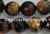 CTE717 15.5 inches 18mm faceted round mixed color tiger eye beads