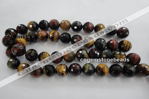 CTE717 15.5 inches 18mm faceted round mixed color tiger eye beads