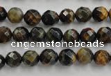 CTE721 15.5 inches 6mm faceted round yellow & blue tiger eye beads