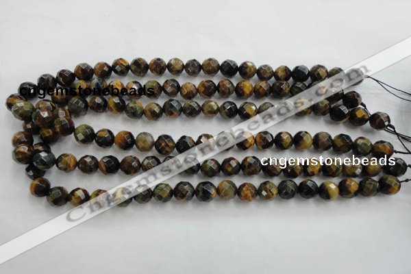 CTE721 15.5 inches 6mm faceted round yellow & blue tiger eye beads