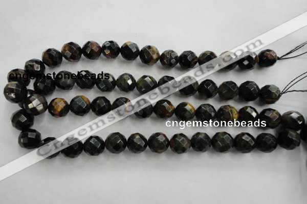 CTE725 15.5 inches 14mm faceted round yellow & blue tiger eye beads