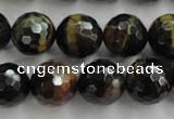 CTE726 15.5 inches 16mm faceted round yellow & blue tiger eye beads