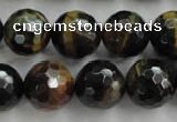 CTE727 15.5 inches 18mm faceted round yellow & blue tiger eye beads