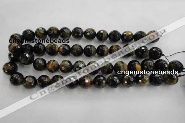 CTE727 15.5 inches 18mm faceted round yellow & blue tiger eye beads