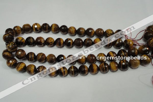 CTE755 15.5 inches 14mm faceted round yellow tiger eye beads wholesale