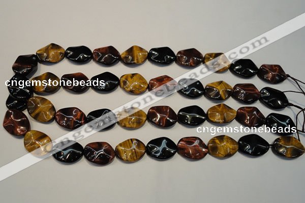 CTE801 15.5 inches 15*20mm wavy oval colorful tiger eye beads