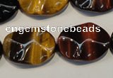 CTE802 15.5 inches 18*25mm wavy oval colorful tiger eye beads