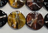 CTE806 15.5 inches 20mm wavy coin colorful tiger eye beads