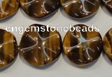 CTE836 15.5 inches 20mm wavy coin yellow tiger eye beads