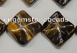 CTE840 15.5 inches 20*20mm wavy diamond yellow tiger eye beads